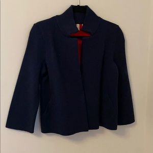 Cropped Navy Sweater Coat